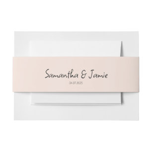 Champagne Blush Pink - bijpassende buikbanden Uitnodigingen Wikkel