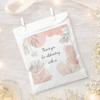 Champagne Blush Pink - Hand getrokken Floral Favor Bedankzakje