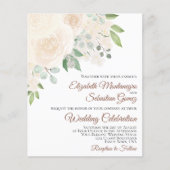 Champagne Blush Rozen Boho BUDGET Wedding Invite (Voorkant)