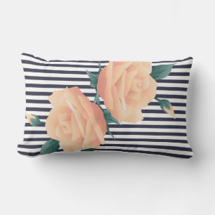 Champagne Blush-Rozen en moderne witte strepen Kussen