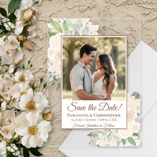 Champagne Blush Rozen Wedding Save the Date Foto Acryl Uitnodigingen