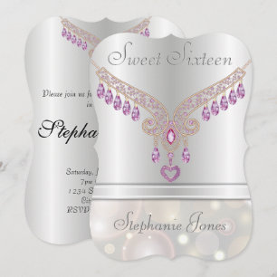 Champagne Bokeh Pink Sapphire Sweet Sixteen Kaart