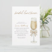 Champagne Boog Script Bruiloftslunch Kaart (Staand voorkant)