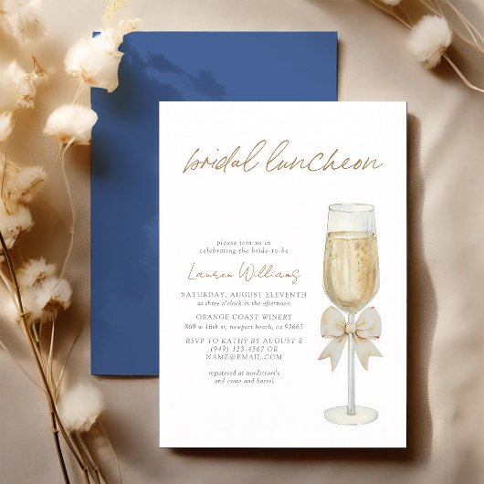 Champagne Boog Script Bruiloftslunch Kaart