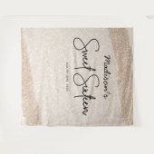 Champagne Borstel Glitter Sweet 16 Achtergrond Tap Wandkleed (Voorkant (horizontaal))