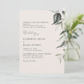 Champagne Botanische Foliage Wedding Kaart (Staand voorkant)