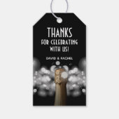 Champagne Bottle Black and White Bokeh Cadeaulabel (Voorkant)