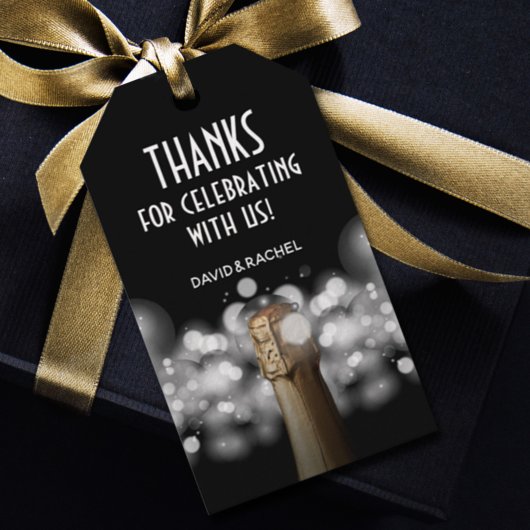 Champagne Bottle Black and White Bokeh Cadeaulabel