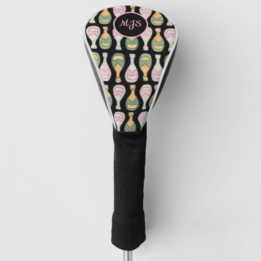 Champagne Bottle Pattern Dames Golf Head Hoesje Golfheadcover (Voorkant)