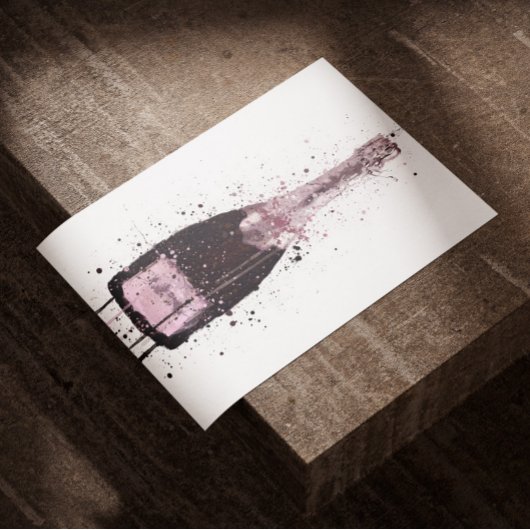 Champagne Bottle Wall Art Print 'Cosmic Rose'