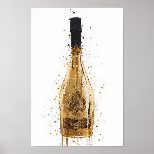 Champagne Bottle Wall Art Print 'Midas' (Voorkant)
