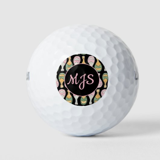 Champagne Bottles Monogram Golf Balls Golfballen (Voorkant)