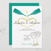 Champagne Bottles Wedding Theme Invitations Kaart (Voorkant / Achterkant)