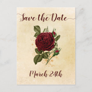  Champagne Bourgondië Red Rose Save the Date Aankondigingskaart