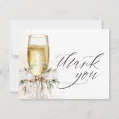 Champagne Bow Winter Neutral Elegant Bedankkaart (Voorkant)