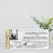 Champagne Brésil Mariage Boarding Pass Invitation (Debout devant)