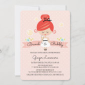 Champagne Bridal Douche Invitation Tête rouge (Devant)