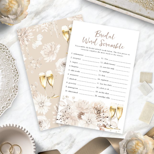 Champagne Bridal Woord Scramble spel (Champagne Bridal Word Scramble Game
)