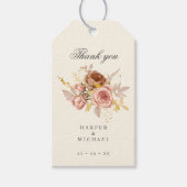 champagne brown rozen dusty roze bruiloft bedankt cadeaulabel (Voorkant)