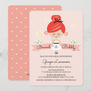 Champagne Bruids Douche Uitnodiging Redhead