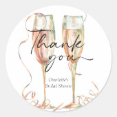 Champagne Bruidsfeest Dank Je Ronde Sticker (Voorkant)