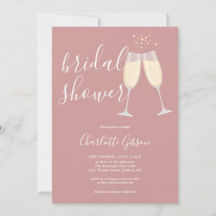 Champagne Bruidsfeest QR Code Stof Roze Roze Kaart