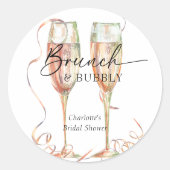 Champagne Bruidsfeest Ronde Sticker (Voorkant)