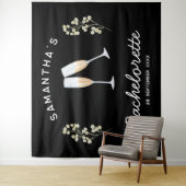 Champagne Bruidsmeisje Feest Achtergrond Boho Bloe Wandkleed (In situ)