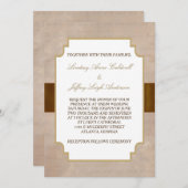 Champagne Bruiloft met Bloemmotieven en Grunge Uit Kaart (Voorkant / Achterkant)