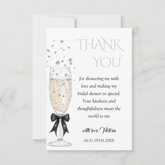 Champagne Bruiloftsfeest Bedankkaart (Voorkant)