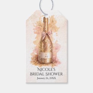 Champagne Bruisend & Gouden Glitter Bruiloftsfeest Cadeaulabel