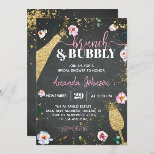 Champagne Brunch & Bubble Bridal Shower Invitation Kaart