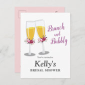 Champagne Brunch en Bubble-cheers jarig Uitnodiging Briefkaart (Voorkant / Achterkant)