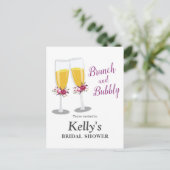Champagne Brunch en Bubble-cheers jarig Uitnodiging Briefkaart (Staand voorkant)