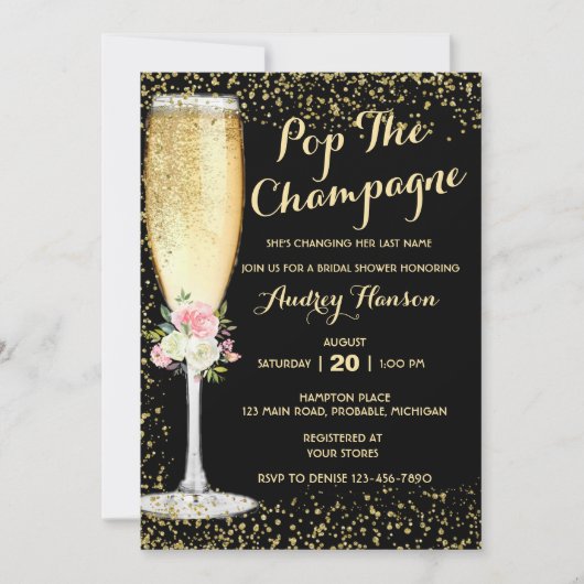 Champagne Brunch Invitation de la douche nuptiale (Devant)