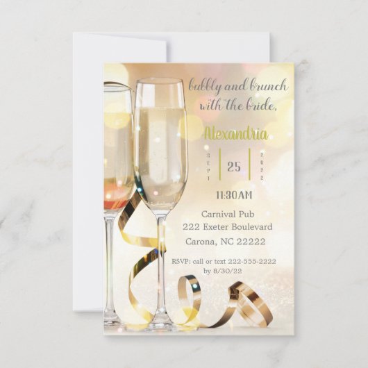 Champagne Brunch Invitation de la douche nuptiale (Devant)