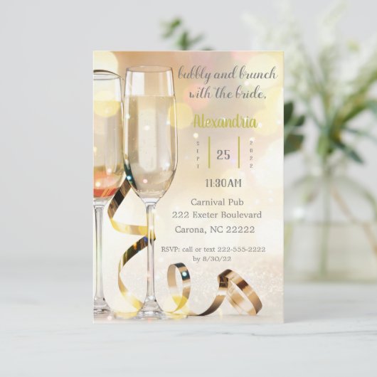 Champagne Brunch Invitation de la douche nuptiale (Debout devant)