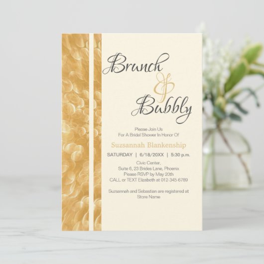Champagne Bubbles Brunch Bubbly Invitation (Debout devant)