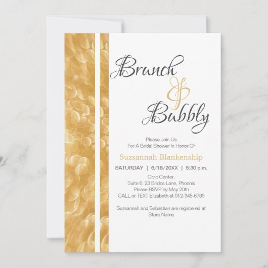 Champagne Bubbles Brunch Bubbly Invitation (Devant)