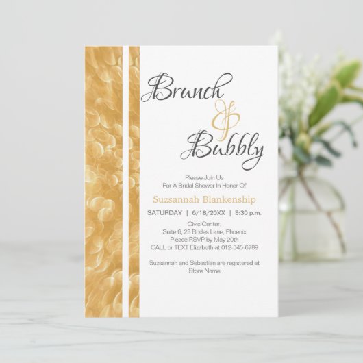 Champagne Bubbles Brunch Bubbly Invitation (Debout devant)