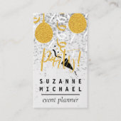 Champagne Bubbles Confetti Feest | Goud Feest Visitekaartje (Voorkant)
