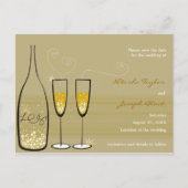 Champagne Bubbles viering redt de datum Aankondigingskaart (Voorkant)
