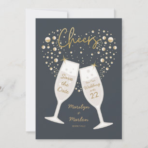 Champagne Bubely Cheers Wedding Save The Date