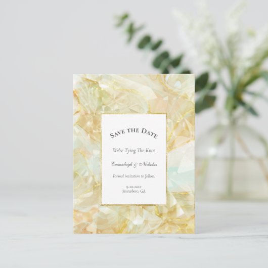 Champagne Burst Crystal Bewaar de datum Briefkaart (Staand voorkant)