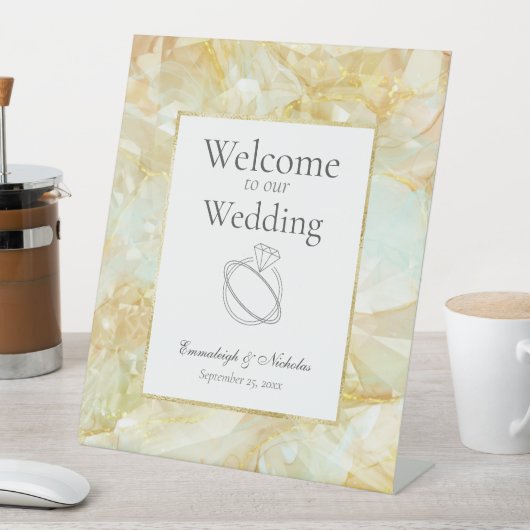 Champagne Burst Crystal Wedding Reclamebord Met Voetstuk (Insitu)