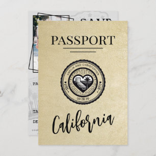 Champagne California Passport Bewaar de datum Save The Date