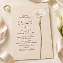Champagne Calla Lily Trouw Uitnodiging
