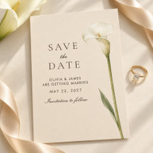 Champagne Calla Lily Trouwkaart 'Save the Date'