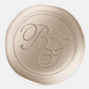 Champagne Calligraphie Monogramme Stickers cire