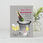 Champagne Celebration Divorce Uitnodiging (Staand voorkant)